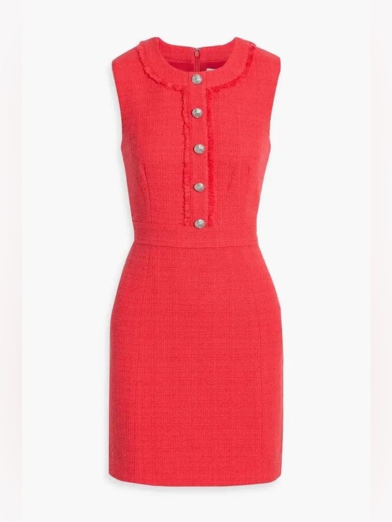 Veronica Beard Dresses & Skirts - VERONICA BEARD EMBELLISHED TWEED MINI DRESS - CORAL SIZE 10 (PRE-OWNED)